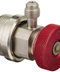 R134a High Side Coupler One Quarter Inch Male Flare Quick Connect for AC Service Ports with red and silver design