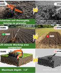 Rotary Cultivator With Long Handle And Adjustable Stainless Steel Pole 2 In 1 Hand Tiller soil and depth comparison chart