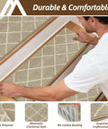 Person installing Non Slip Peel And Stick Stair Treads For Wooden Steps 9x28 Indoor Runners, grey polyester, TPE backing, no residue