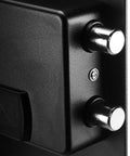 Close-up of lock bolts on Steel Home Security Safe With Electronic Keypad Lock For Docs And Valuables, 1.8 Cubic Feet, Black.