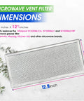 Microwave Grease Filter Replacement 5.78 Inch By 12.91 Inch Aluminum Mesh Screen shown with dimensions and compatible models
