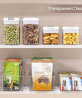 8 Pack Clear Food Storage Organizer Bins For Pantry Kitchen Fridge And Cabinets With 4 Compartment Holders For Packets Snacks