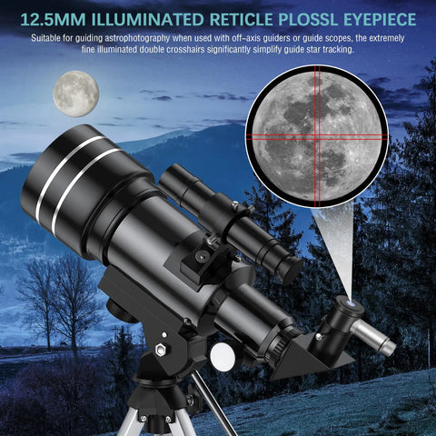 Illuminated Reticle Eyepiece For 1.25 Inch Telescopes With Red Crosshair And LED Illuminator 12.5mm Double Line Crosshair