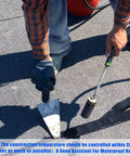 Person applying Two Rolls Asphalt Crack Filler Tape, 3.15 Inch Wide, 50 Feet Each on tarmac surface using a heat tool
