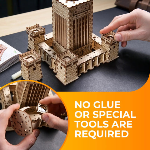 Lighthouse Of Alexandria 3D Wooden Puzzle Kit For Adults With LED Night Light, DIY model with hands assembling wood parts