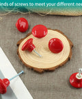 Upgrade Your Home With Fresh Red Ceramic Cabinet Knobs One Point Five Inches Wide displayed on wood with two types of screws.