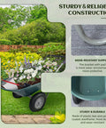 Two Wheel Garden Wheelbarrow Cart With Built In Stand For Home Yard Work, Heavy Duty Utility Wheelbarrow, rust proof, air filled tires