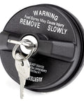 Locking Gas Cap With Keyed Lock For Jeep And Dodge SUVs And Trucks Heavy Duty Fuel Cap and key close-up view