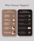 Comparison chart of Nippies silicone nipple covers benefits against common wardrobe issues.