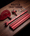 Precision Adjustable Miter Gauge For Table Saw With Solid Aluminum Fence And Smooth Ball Bearing Slide For Dead Straight Crosscuts Bullseye Miters And Router Tables, set on wooden surface.