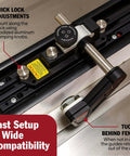 Top view of Clear Cut Table Saw Stock Guides With Roller Bearings For Safer, Cleaner, And More Precise Cuts