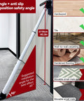 Side view of AceMining white door security bar, adjustable up to 110 cm (43.3 in) with rubber feet.