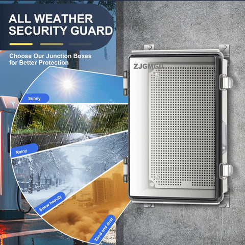 Rugged IP67 Waterproof ABS Plastic Junction Box Electrical Enclosure With Hinged Clear Cover Dustproof Outdoor Case on wall
