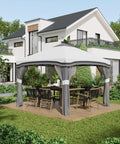 10x10 Pop Up Canopy Tent With Netting For Outdoor Parties Instant Setup Easy Setup Gazebo Height Adjustable Legs Gray in garden setting