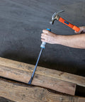 Using Three Piece Pry Bar Set With Angled Tips, 17.5 Inch Heavy Duty Crow Bar on wood with hammer assistance