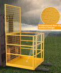 Tough As Nails Heavy Duty Forklift Man Basket And Safety Cage With 1300 Pound Capacity, non-slip surface, yellow steel design.