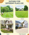Collage showing places to set up Dog Agility Weave Poles Set: garden, grass, yard, flat ground for outdoor exercise.