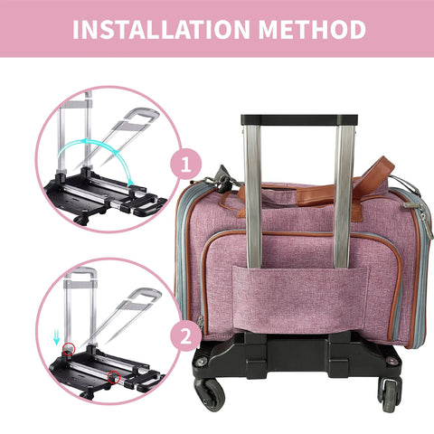 Installation method of Spinner Wheelbase Luggage Cart For Bags And Pet Carriers With Secure Luggage Strap and lightweight design