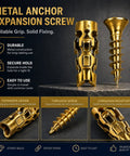 Thirty Five Pack Heavy Duty Self Expanding Metal Anchor Screws Tough Zinc Steel Plugs designed to bust sagging cabinet hinges.