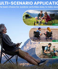Two Pack Foldable Camping Chairs With Cup Holder 300Lb Capacity Lightweight Portable Lawn Chairs For Adults in various outdoor settings.
