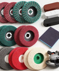 18 Piece 4 Inch Buffering Wheels Polishing Kit with sanding discs, wool felt, nylon wheels, and paste for angle grinder shine