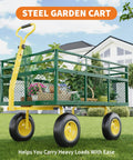 3 In 1 Heavy Duty Steel Garden Wagon Cart With 1400 Lbs Capacity Removable Mesh Sides 13 In All Terrain Wheels lawn