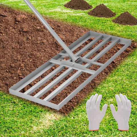 Heavy Duty Galvanized Lawn Leveling Rake With 36 By 12 Inch Wide Rack Head And Extendable 52 To 78 Inch Handle Rust Resistant