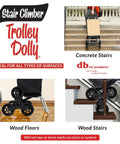 Image showing Stair Climber Trolley Dolly Cart with 6 wheel design on concrete and wood stairs and floors.