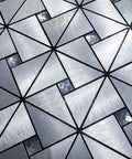 10-Sheet Peel And Stick Backsplash Tile Set For Kitchen Fireplace And Bathroom Windmill Glass In Brushed Silver Aluminum Composite 3D Metal Look