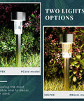16 Pack Solar Outdoor Lights Pathway Stainless Steel Waterproof LED Landscape Lighting For Walkways Patio Lawn Yard Driveway Cold White Glow With No Fuss Setup No Wiring Needed, showing cold and warm light models in garden.