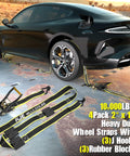 Reflective 2 Inch By 10 Foot Car Tie Down Straps 4 Pack With J Hooks And Rubber Blocks Heavy Duty on black car for hauling