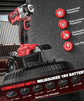 Cordless Impact Wrench Half Inch Brushless Beast Power 270 ft lbs Tightening Torque 300 ft lbs Breakaway Torque Three Speed Control Led Work Light Compatible With Milwaukee 18V Battery Bare Tool on tire