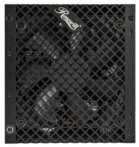 750W Semi Modular Power Supply With 80 Plus Bronze Efficiency, ATX 3.0/3.1 Ready, black steel case, top view with fan visible
