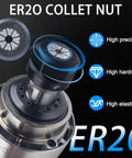 ER20 collet nut on Beast Two Point Two KW Air Cooled CNC Spindle Motor ER20 110V With VFD Inverter 24000 RPM High Speed Kit