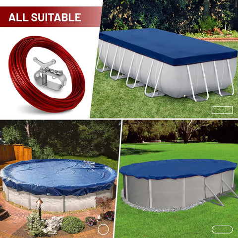 Cover Cable And Winch Kit For Round Oval And Rectangular Above Ground Pools 100 Ft Wire With Heavy Duty Ratchet System