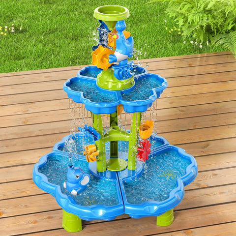 3 In 1 Flower Shape Water Table With Pump For Toddlers And Kids Ages 3 To 8 Outdoor Summer Splash Play Two Tier Water Table