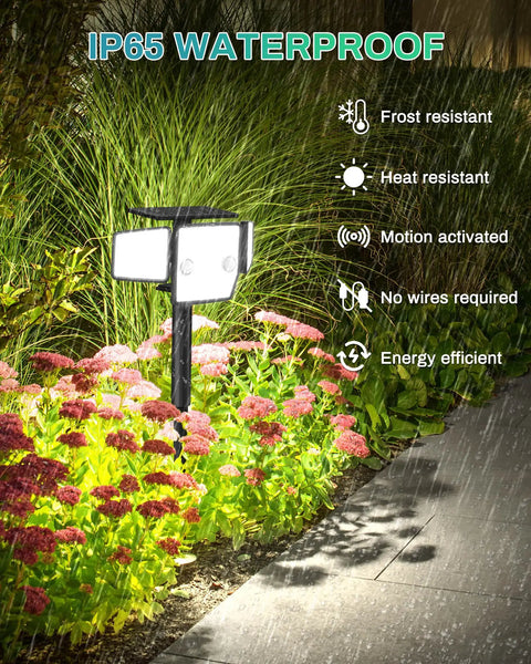 Tough As Nails Solar Security Lights With Snappy Motion Detection And Adjustable Wide Angle Led Panels For Backyard Pathway Garden Yard Walkway Weatherproof Outdoor Fence Lighting With Ground Mounting Stakes Included