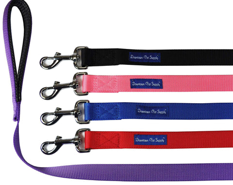 Heavy Duty 6ft Nylon Dog Leash With Padded Comfort Handle And Stainless Steel Fastener Half Inch Wide Purple Leash Built To Last Tough Rugged Weather Resistant Training Lead For Walking And Control shown in a row with other colors