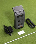 Launch Pro I Circle B Edition Golf Bundle With Net Return Bay 10 10 Ft Simulator Bay launch monitor on green mat