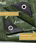 Green Waterproof Tarp 20x25 Feet 7 Mil Medium Duty All Purpose Poly Tarp With Heat Sealed Seams Rope Hem Rustproof Aluminum Grommets Every 3 Feet featuring reinforced corners