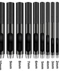 10 Piece Round Hole Punch Set For Leather Craft Pro Grade Steel Hollow Punches 1mm To 10mm carbon steel design
