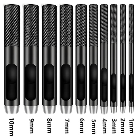 10 Piece Round Hole Punch Set For Leather Craft Pro Grade Steel Hollow Punches 1mm To 10mm carbon steel design