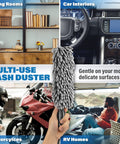 Multi-use car interior duster for quick cleanups in the glovebox lint free scratch free dashboards versatile use various environments