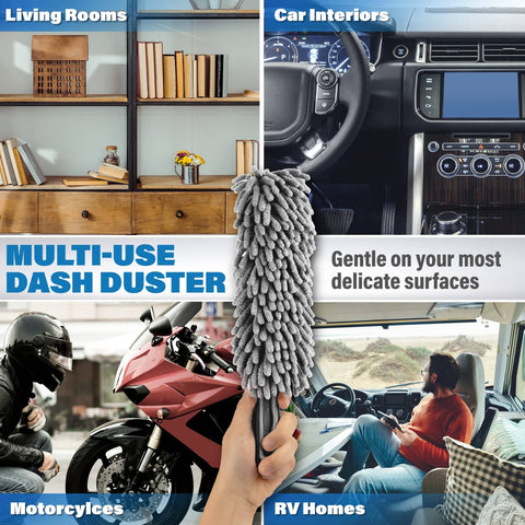 Multi-use car interior duster for quick cleanups in the glovebox lint free scratch free dashboards versatile use various environments