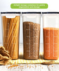 4 Pack Cereal Storage Containers, 4L Airtight Food Jars With Lids, BPA-Free Clear Canisters For Pantry Organization, filled with dry foods
