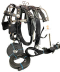 Hand Tooled Leather Horse Driving Harness Set With Copper Studs Bridle Reins Traces Breast Pad Neck Pad Crupper Breeching Cob Black