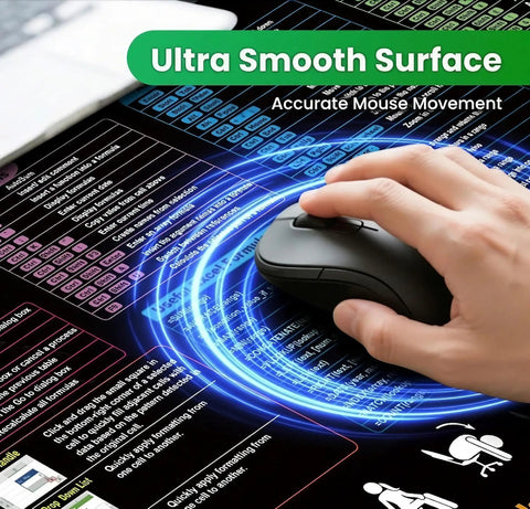 Cheat Sheet Desk Pad With 200 Plus Shortcuts And Formulas, Large 31.5 Inch By 11.8 Inch Waterproof Non Slip Mouse Pad in use