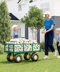Garden Wagon Cart Workhorse Heavy Duty With 1400 Lb Capacity And 3 In 1 Convertible Design carrying logs on grass