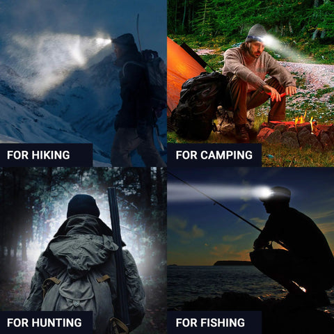 Two Pack 2500 Lumen Headlamps With Rechargeable Battery, XPE3 LED, 6 Modes in use for hiking, camping, hunting, and fishing