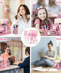 Must Have 11 Pcs Pink Office Supplies Set With Desk Organizer, Pencil Holder, Stapler in home, school, and work settings
